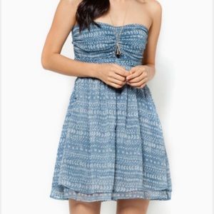 Strapless Blue and White Mango Paris Dress